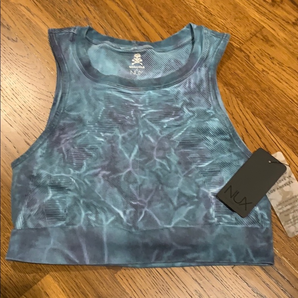 NUX seamless blue tie dye seamless sport bra